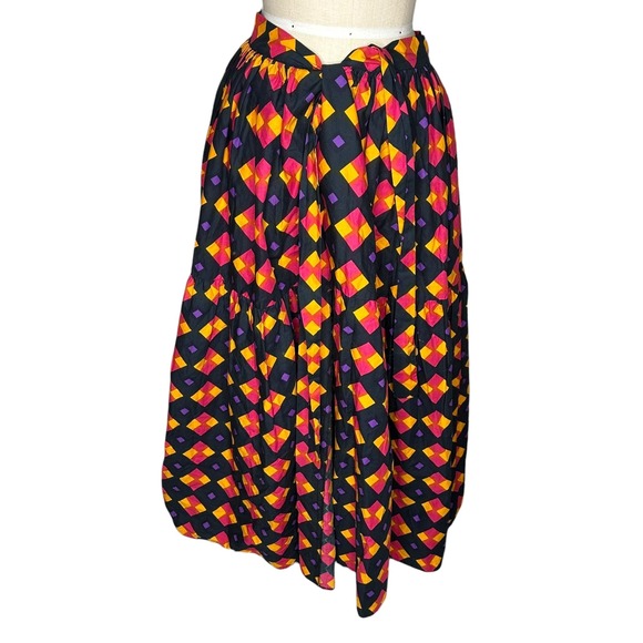 MARIMEKKO Finland 1971 Cotton Geometric Diamond Wrap Tie Midi Skirt Size‎ Small